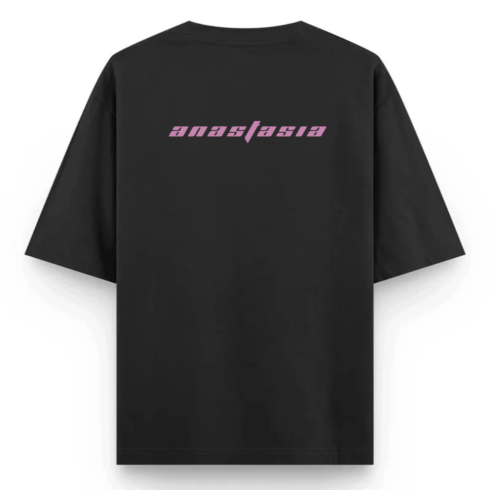 Custom Text T-Shirt - Oversize - Black / XS