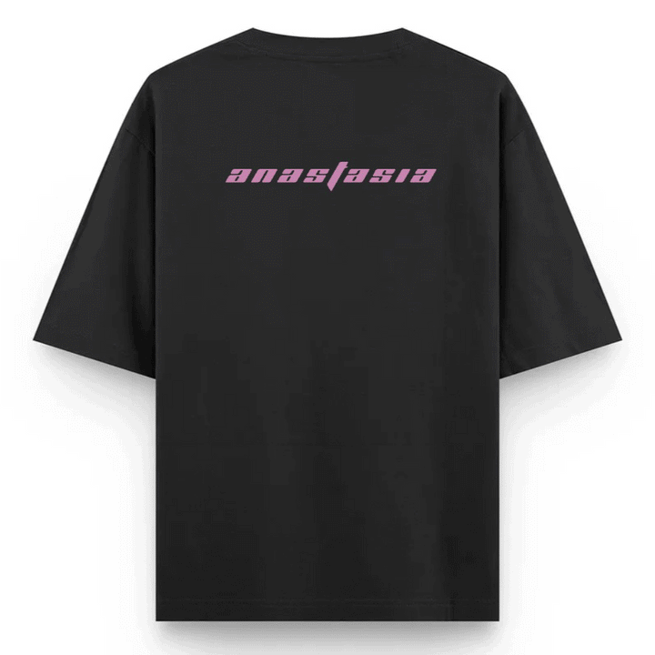 Custom Text T-Shirt - Oversize - Black / XS