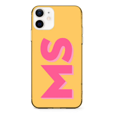 Apple iPhone 12 Mini / Clear Classic Phone Case Personalized Monogram Initial 3D Shadow Text Phone Case - Stylizedd