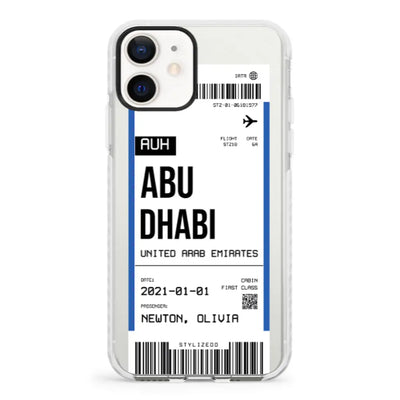 Apple iPhone 12 Mini / Impact Pro White Phone Case Custom Flight Boarding Pass Ticket Phone Case - Stylizedd