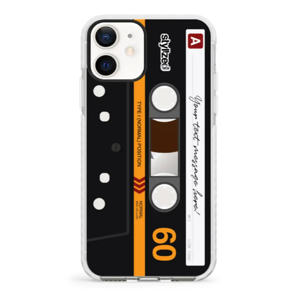Apple iPhone 12 Mini / Impact Pro White Phone Case Custom Retro Cassette Tape Phone Case - Stylizedd
