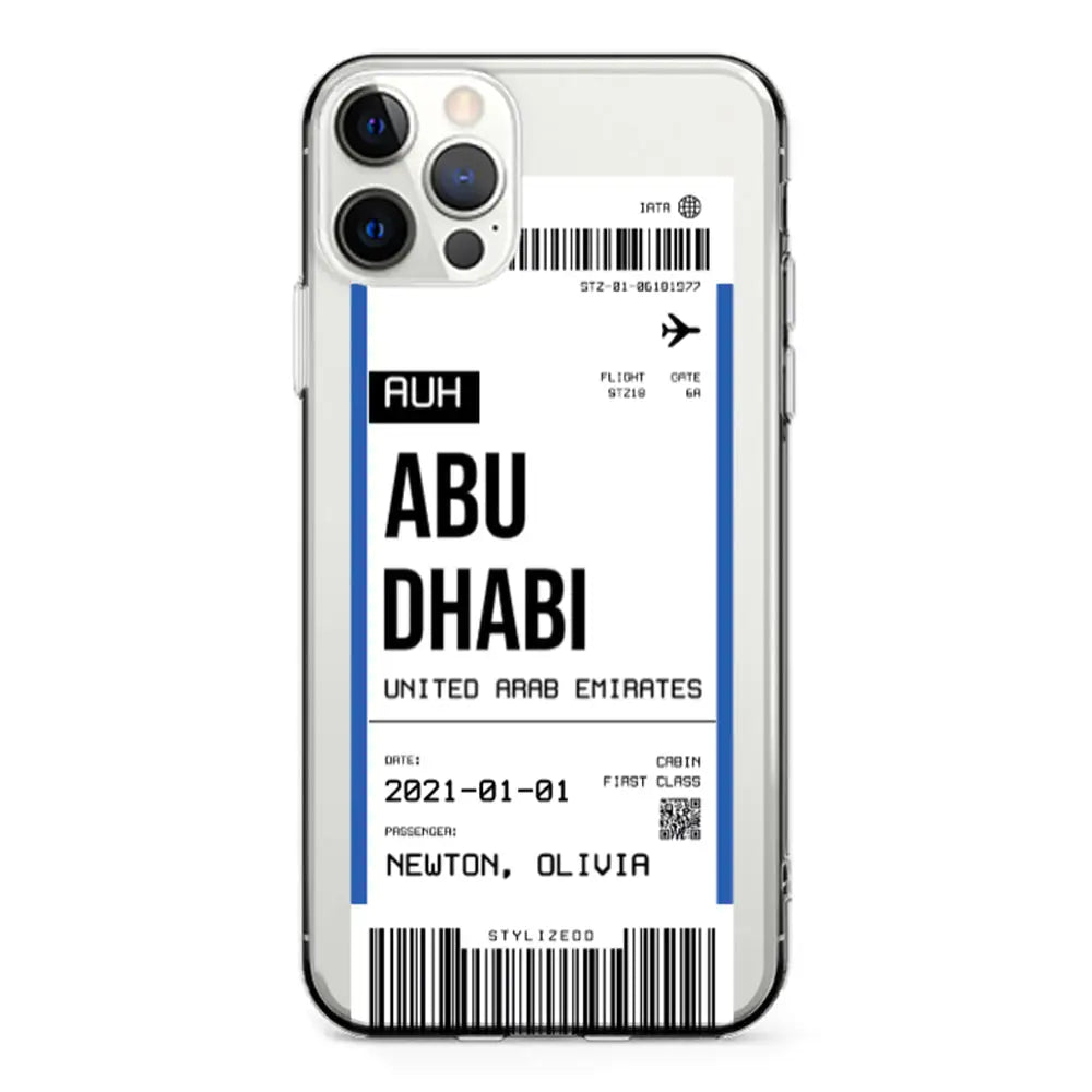 Apple iPhone 12 | 12 Pro / Clear Classic Phone Case Custom Flight Boarding Pass Ticket Phone Case - Stylizedd