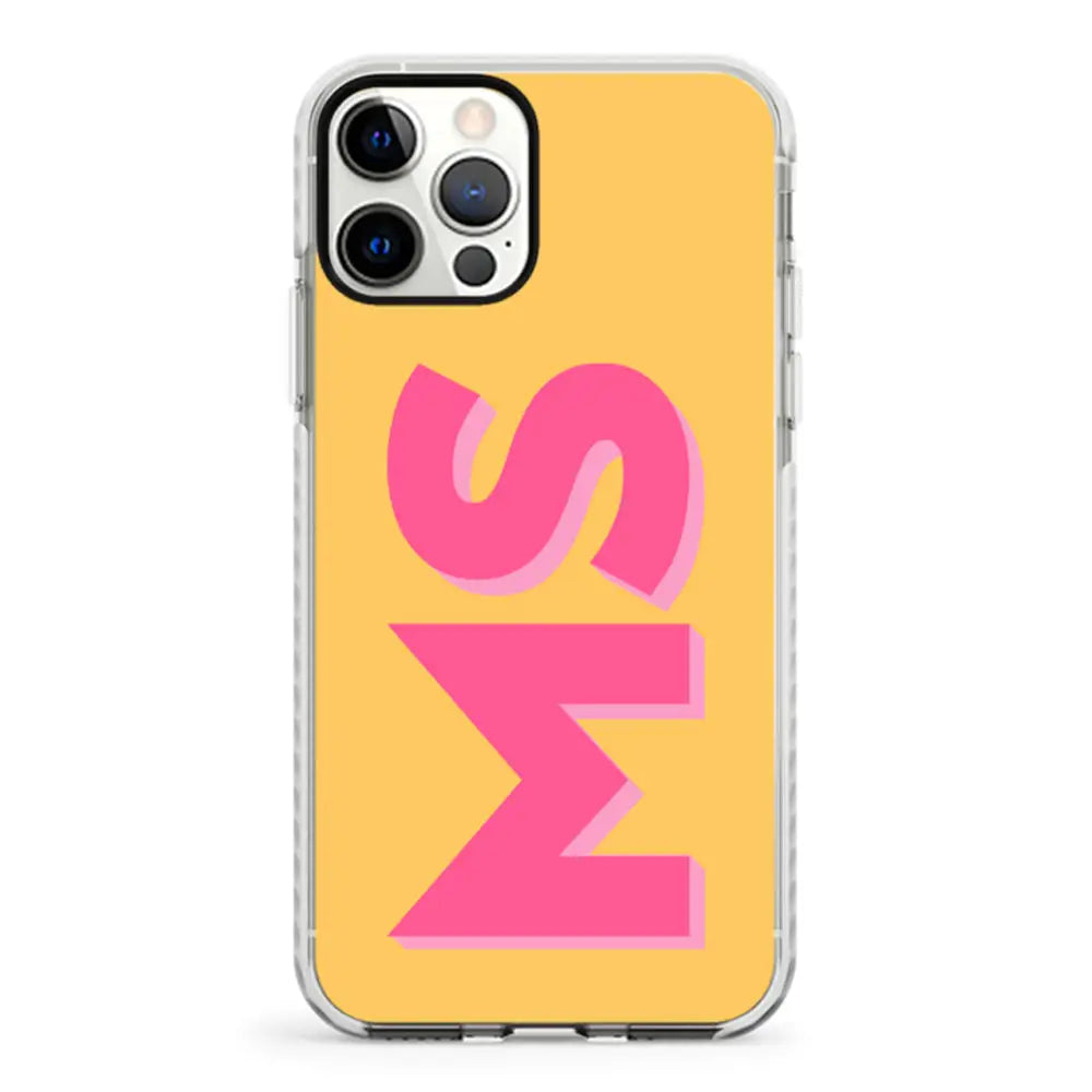 Apple iPhone 12 | 12 Pro / Impact Pro White Phone Case Personalized Monogram Initial 3D Shadow Text Phone Case - Stylizedd