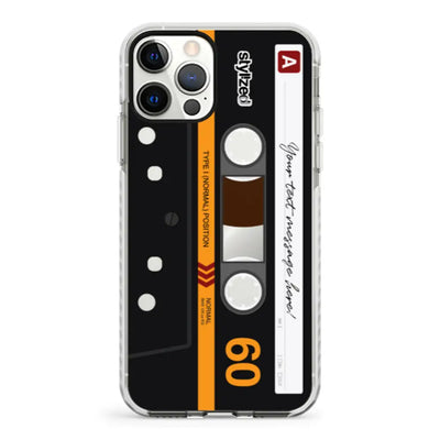 Apple iPhone 12 | 12 Pro / Impact Pro White Phone Case Custom Retro Cassette Tape Phone Case - Stylizedd