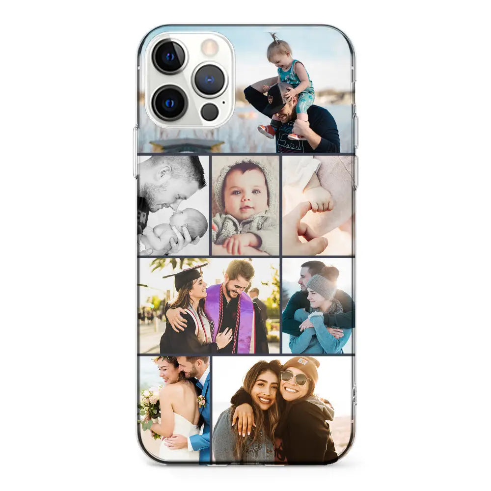 Apple iPhone 12 Pro Max / Clear Classic Phone Case Personalised Photo Collage Grid Phone Case - Stylizedd