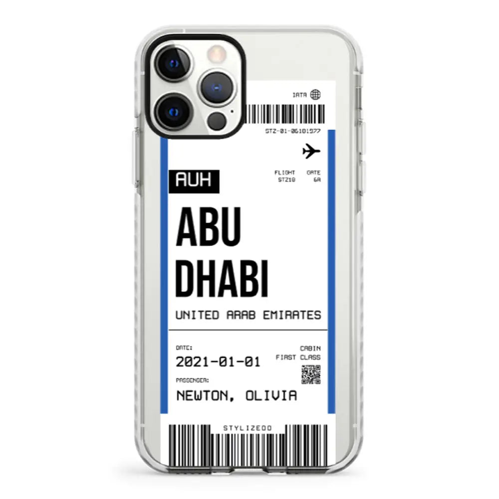 Apple iPhone 12 Pro Max / Impact Pro White Phone Case Custom Flight Boarding Pass Ticket Phone Case - Stylizedd