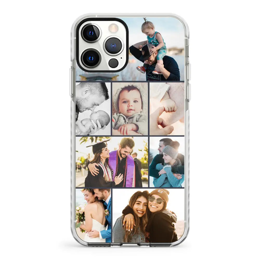 Apple iPhone 12 Pro Max / Impact Pro White Phone Case Personalised Photo Collage Grid Phone Case - Stylizedd