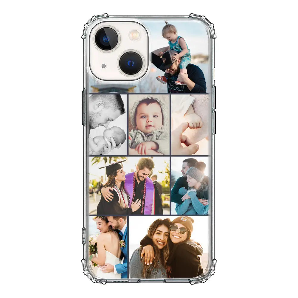 Apple iPhone 13 Mini / Clear Classic Phone Case Personalised Photo Collage Grid Phone Case - Stylizedd