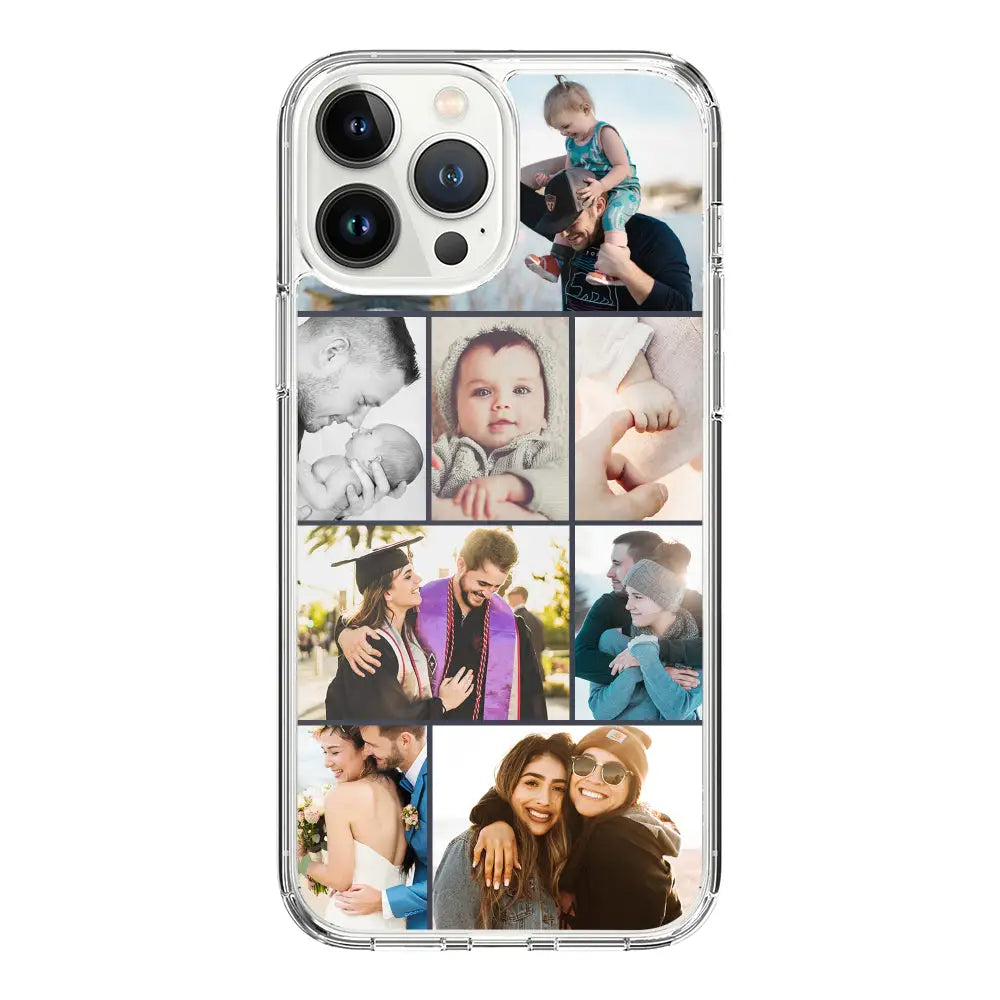 Apple iPhone 15 Pro Max / Clear Classic Phone Case Personalised Photo Collage Grid Phone Case - Stylizedd