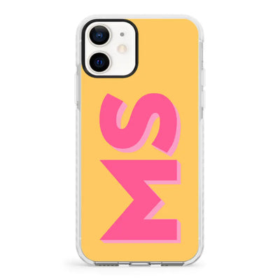 Apple iPhone 11 / Impact Pro White Phone Case Personalized Monogram Initial 3D Shadow Text Phone Case - Stylizedd