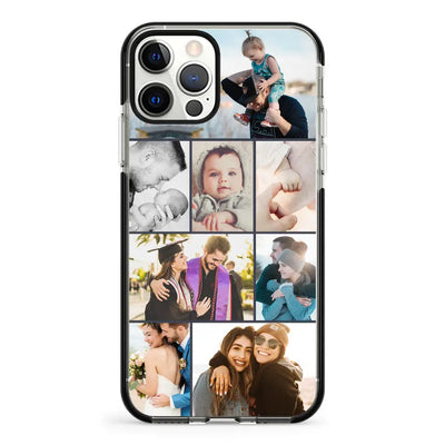 Apple iPhone 11 Pro Max / Impact Pro Black Phone Case Personalised Photo Collage Grid Phone Case - Stylizedd