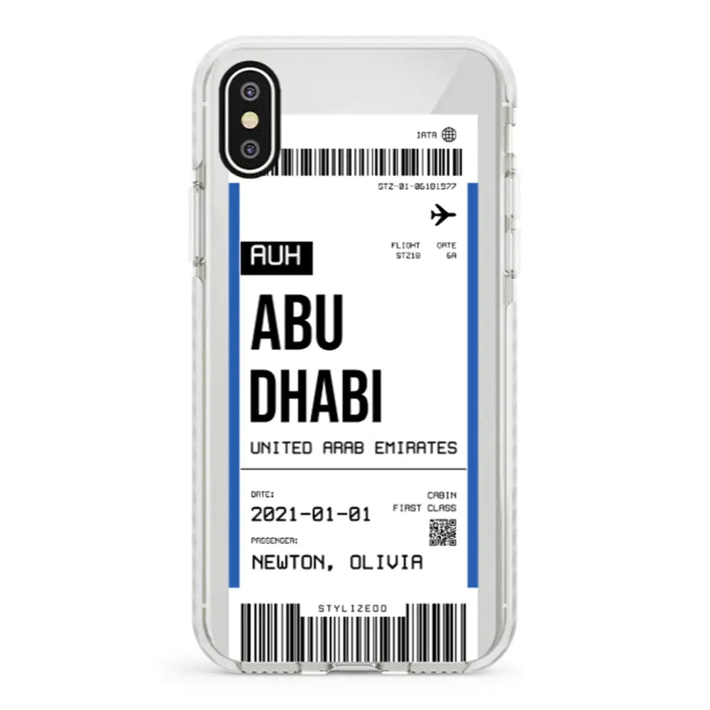 Apple iPhone X / iPhone XS / Impact Pro White Phone Case Custom Flight Boarding Pass Ticket Phone Case - Stylizedd