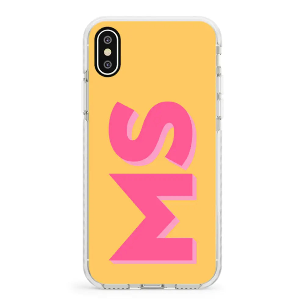 Apple iPhone X / iPhone XS / Impact Pro White Phone Case Personalized Monogram Initial 3D Shadow Text Phone Case - Stylizedd