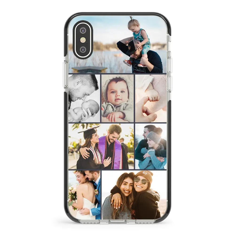 Apple iPhone XS MAX / Impact Pro Black Phone Case Personalised Photo Collage Grid Phone Case - Stylizedd