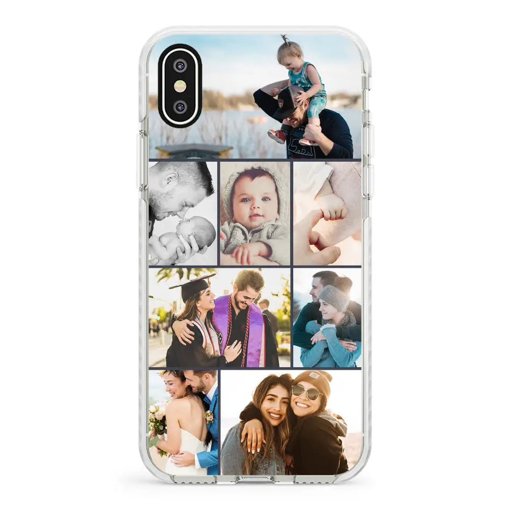 Apple iPhone XS MAX / Impact Pro White Phone Case Personalised Photo Collage Grid Phone Case - Stylizedd