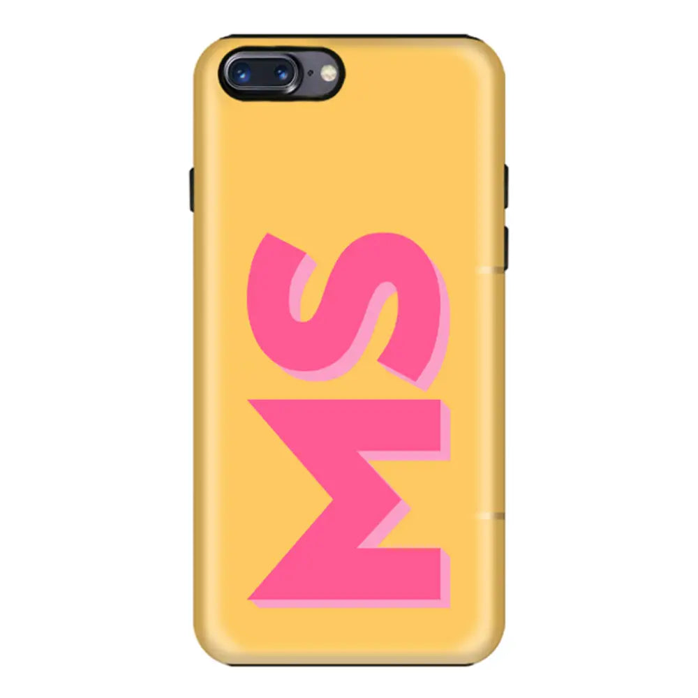 Apple iPhone 7 Plus / 8 Plus / Tough Pro Phone Case Personalized Monogram Initial 3D Shadow Text Phone Case - Stylizedd