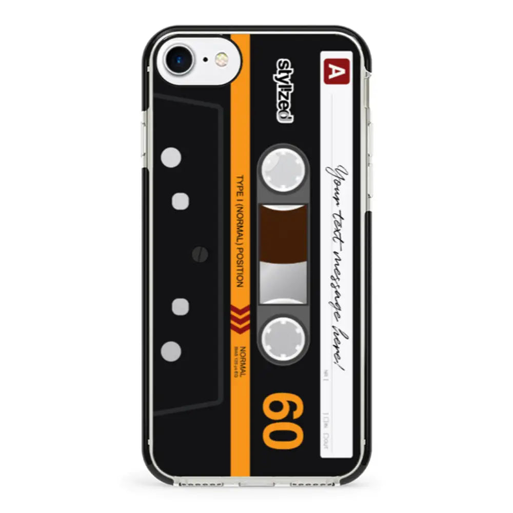 Apple iPhone 7/8/SE (2020) / Impact Pro Black Phone Case Custom Retro Cassette Tape Phone Case - Stylizedd