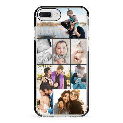 Apple iPhone 7 Plus / 8 Plus / Impact Pro Black Phone Case Personalised Photo Collage Grid Phone Case - Stylizedd