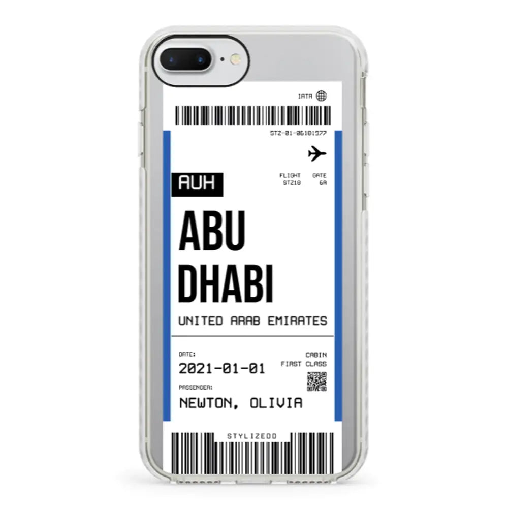 Apple iPhone 7 Plus / 8 Plus / Impact Pro White Phone Case Custom Flight Boarding Pass Ticket Phone Case - Stylizedd