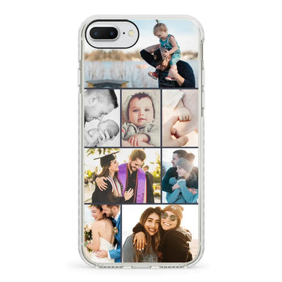 Apple iPhone 7 Plus / 8 Plus / Impact Pro White Phone Case Personalised Photo Collage Grid Phone Case - Stylizedd