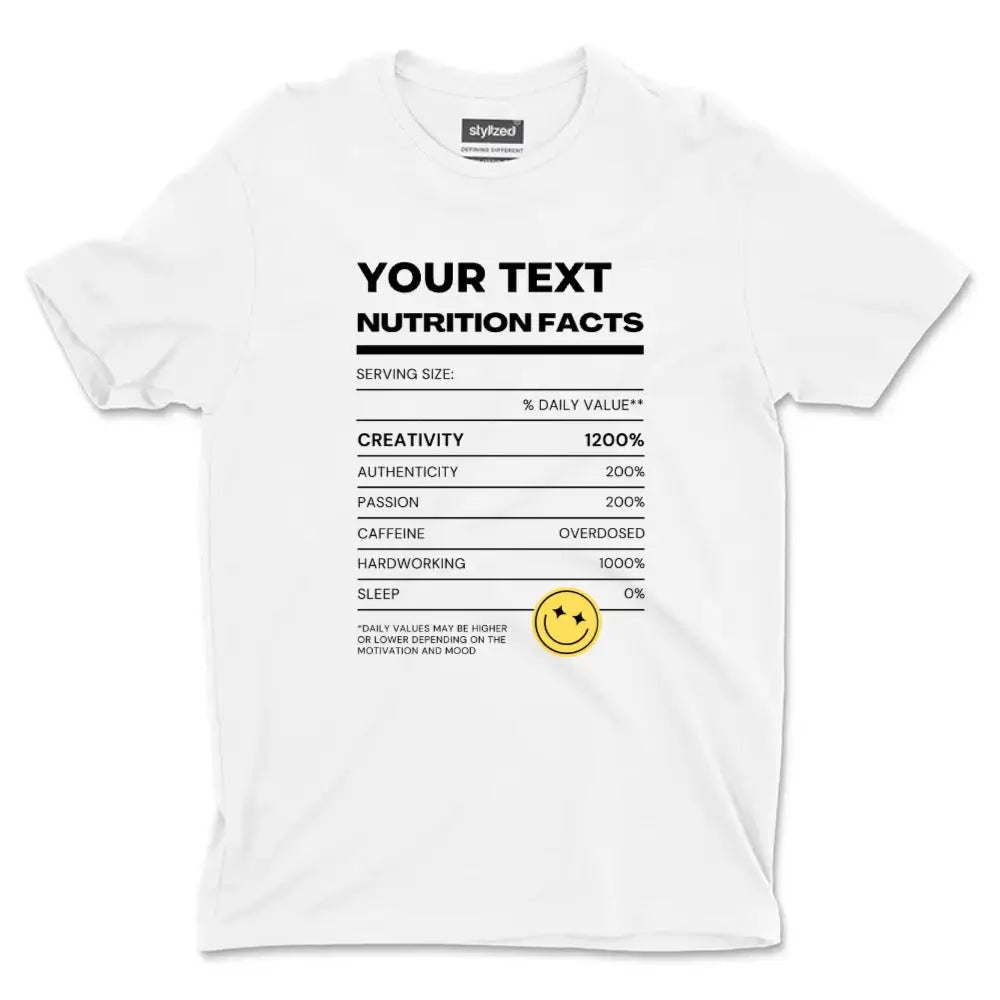 Custom Funny Nutritional Facts T-shirt - Classic - White / XS - T-Shirt