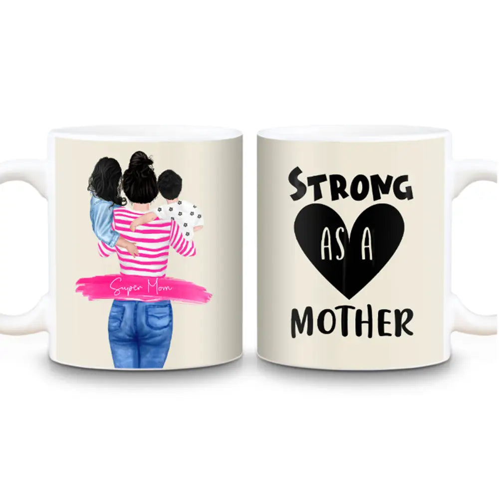 11 Oz Mug Custom Clipart Text Mother Son & Daughter Mug - Stylizedd