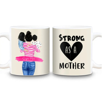 11 Oz Mug Custom Clipart Text Mother Son & Daughter Mug - Stylizedd.com