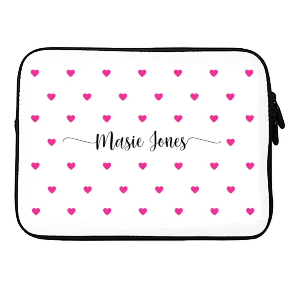 MacBook / Laptop 11"-12" Laptop sleeves Heart Pattern Custom Text, My Name Laptop MacBook Sleeve - Stylizedd