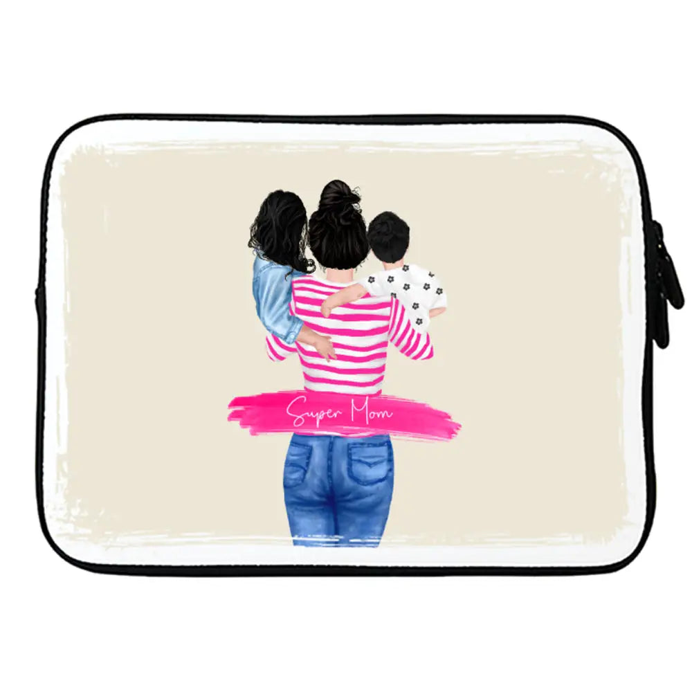 MacBook / Laptop 11"-12" Laptop sleeves Custom Clipart Text Mother Son & Daughter Laptop MacBook Sleeve - Stylizedd.com