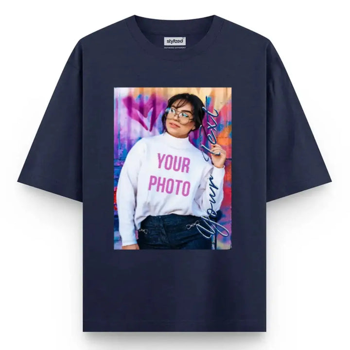 Custom Photo My Style T-shirt - Oversize - Navy Blue / XS - T-Shirt