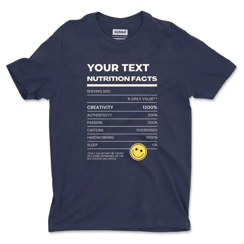 Custom Funny Nutritional Facts T-shirt - Classic - Navy Blue / XS - T-Shirt