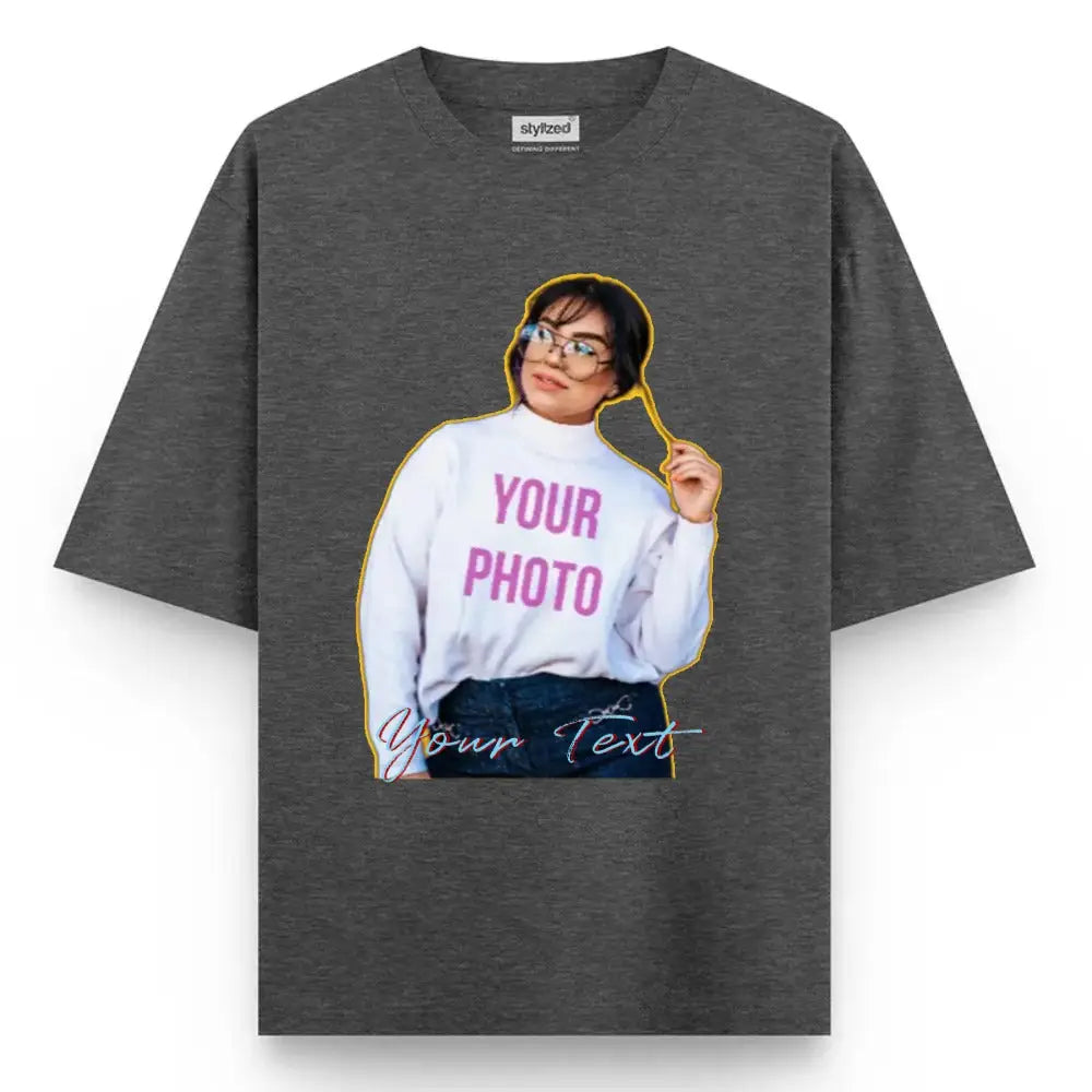 Custom Cutout Photo My Style T-shirt - Oversize - Charcoal Grey / XS - T-Shirt