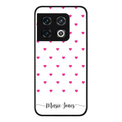 OnePlus 10 Pro 5G Rugged Black Heart Pattern Custom Text, My Name Phone Case - OnePlus - Stylizedd.com
