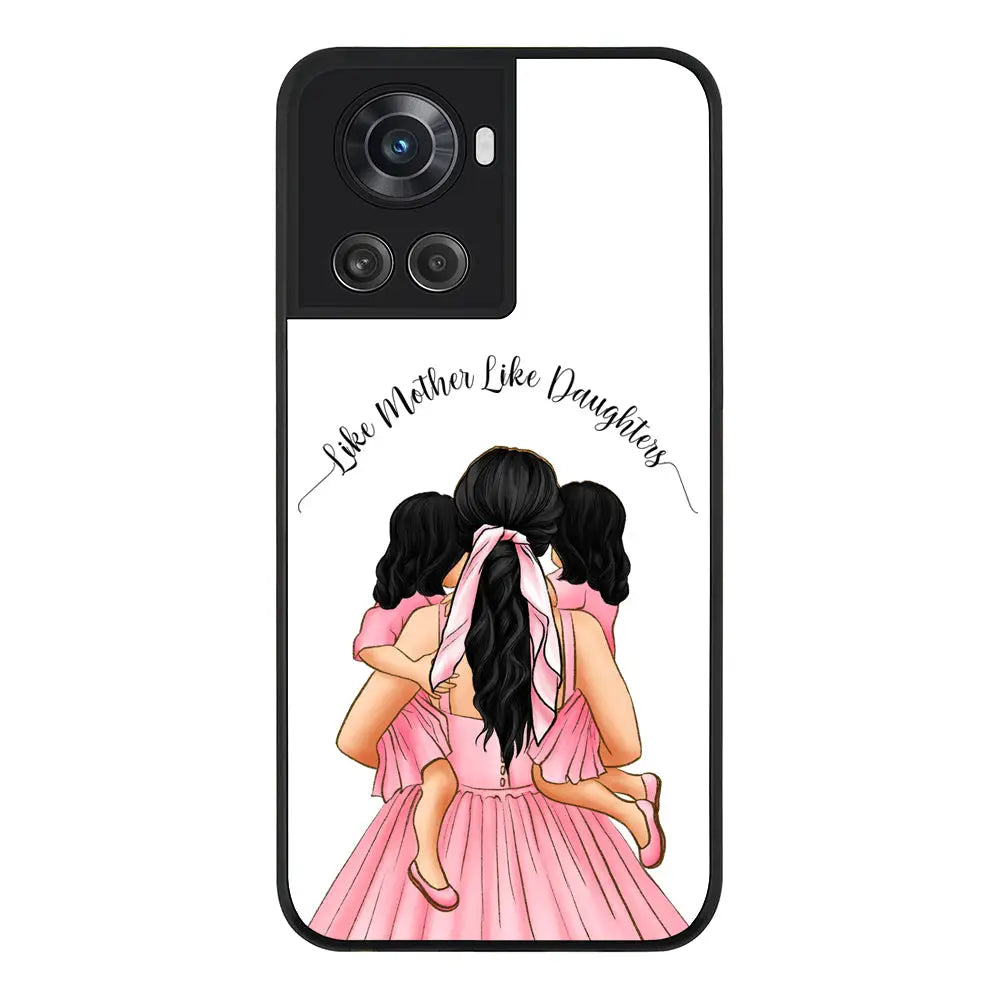 OnePlus 10R 5G / OnePlus Ace 5G / Rugged Black Phone Case Mother 2 daughters Custom Clipart, Text Phone Case - OnePlus - Stylizedd