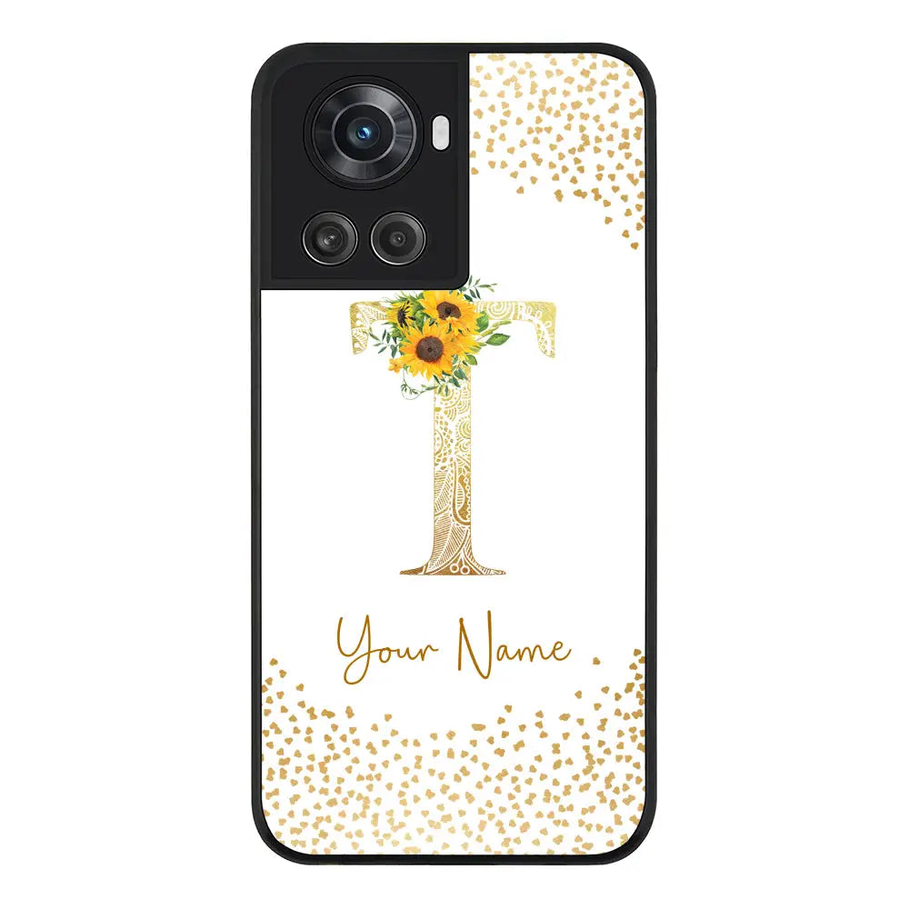 OnePlus 10R 5G / OnePlus Ace 5G / Rugged Black Phone Case Floral Mandala Initial Phone Case - OnePlus - Stylizedd