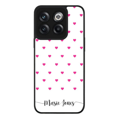 OnePlus 10T Rugged Black Heart Pattern Custom Text, My Name Phone Case - OnePlus - Stylizedd.com
