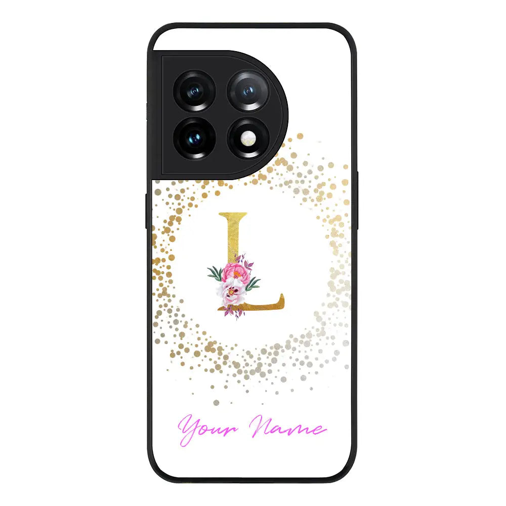 OnePlus 11 5G / Rugged Black Phone Case Floral Initial Phone Case - OnePlus - Stylizedd