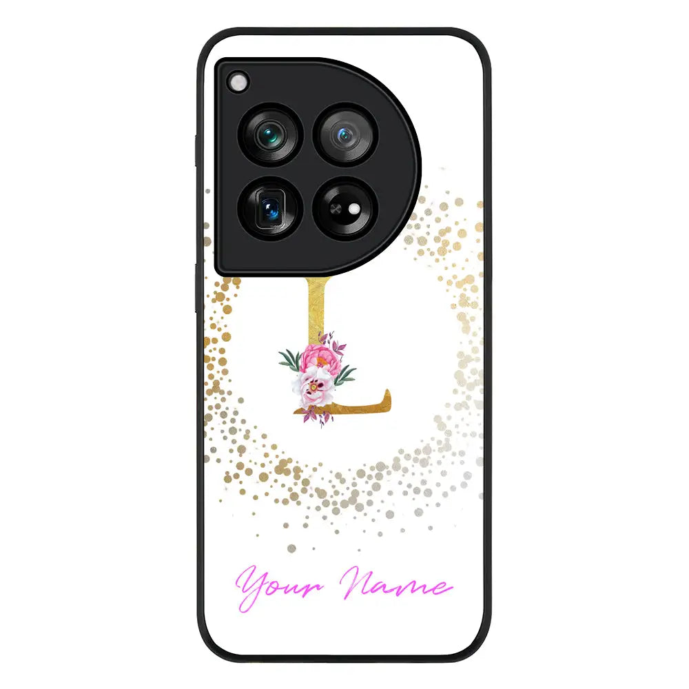 Floral Initial Phone Case - OnePlus - 12 / Rugged Black - Stylizedd
