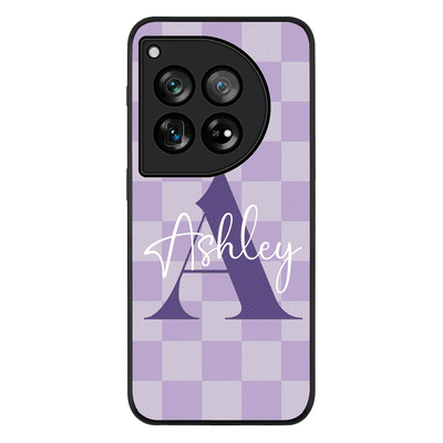 Personalized Name Initial Monogram Checkerboard Phone Case - OnePlus - 12R / Ace 3 / Rugged Black