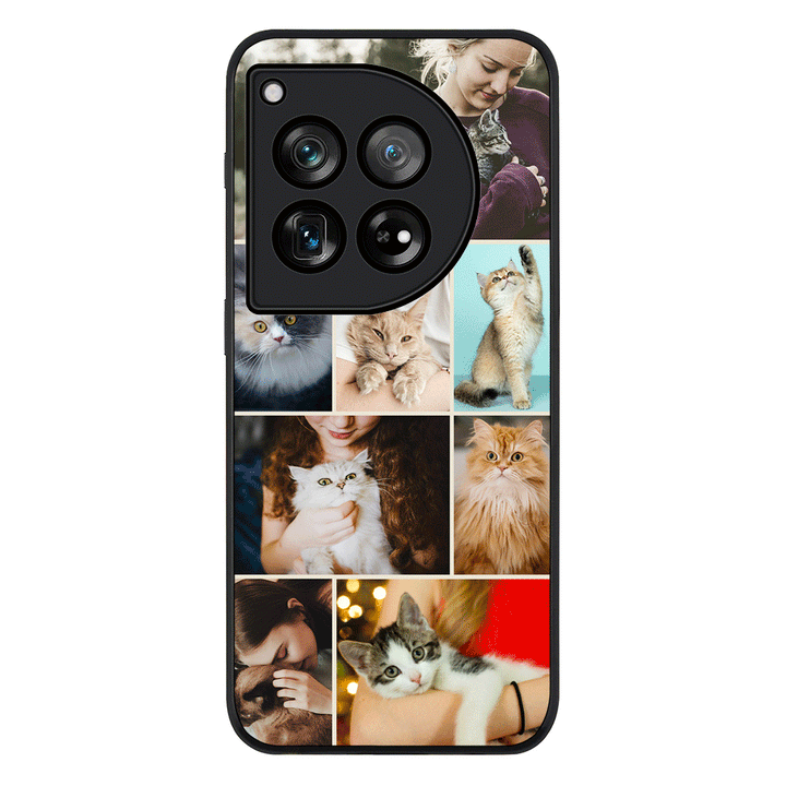 Personalised Photo Collage Grid Pet Cat Phone Case - OnePlus - 12R / Ace 3 / Rugged Black
