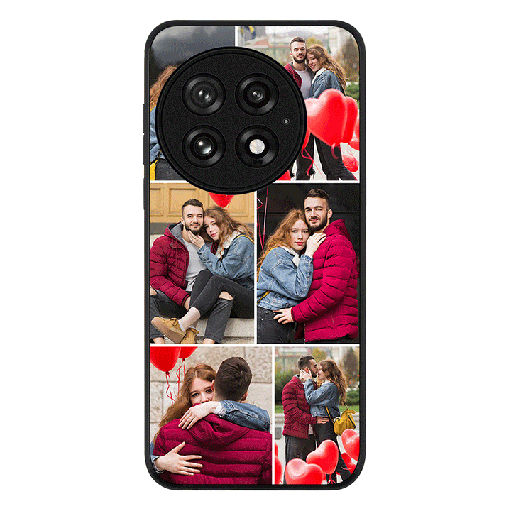 Personalised Valentine Photo Collage Grid Phone Case - OnePlus - 13 / Rugged Black - Stylizedd