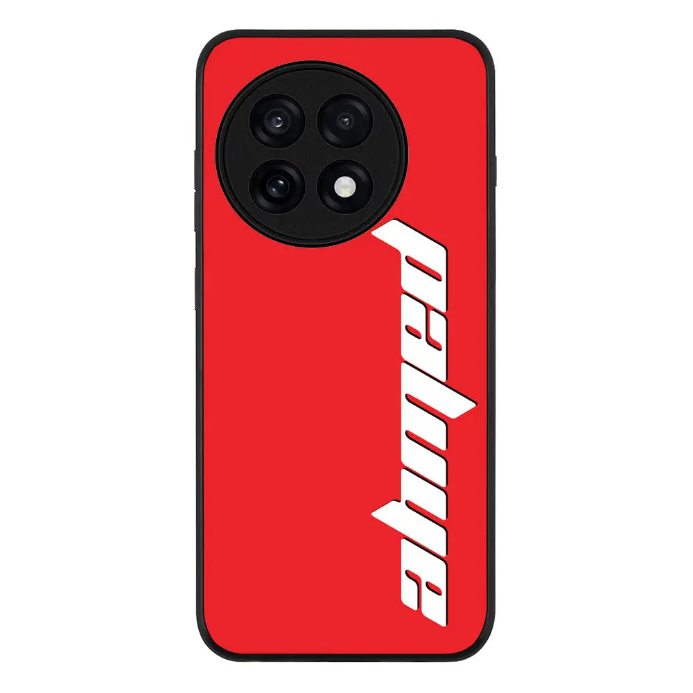 Custom Text Vertical Name Phone Case - OnePlus - 13R / Ace 5 Pro / Rugged Black - Stylizedd