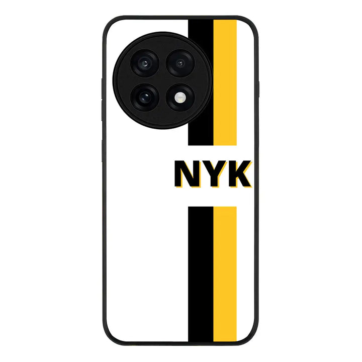 Custom Striped Monogram Phone Case - OnePlus - 13R / Ace 5 Pro / Rugged Black - Stylizedd
