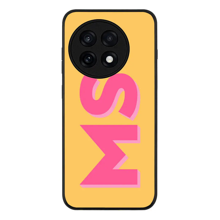 Personalized Monogram Initial 3D Shadow Text Phone Case - OnePlus - 13R / Ace 5 Pro / Rugged Black