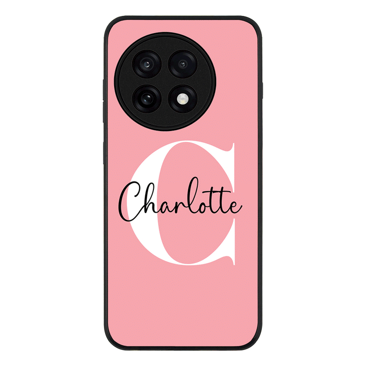 Custom Monogram Large Initial Name & Letter Phone Case - OnePlus - 13R / Ace 5 Pro / Rugged Black