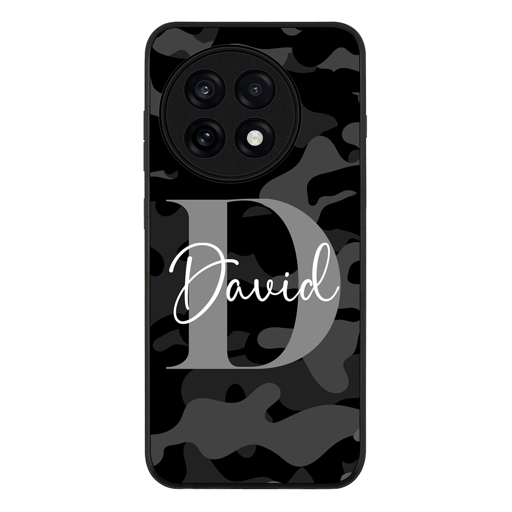 Personalized Name Camouflage Military Camo Phone Case - OnePlus - 13R / Ace 5 Pro / Rugged Black