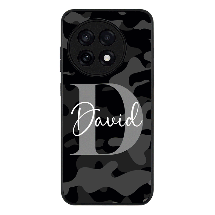 Personalized Name Camouflage Military Camo Phone Case - OnePlus - 13R / Ace 5 Pro / Rugged Black