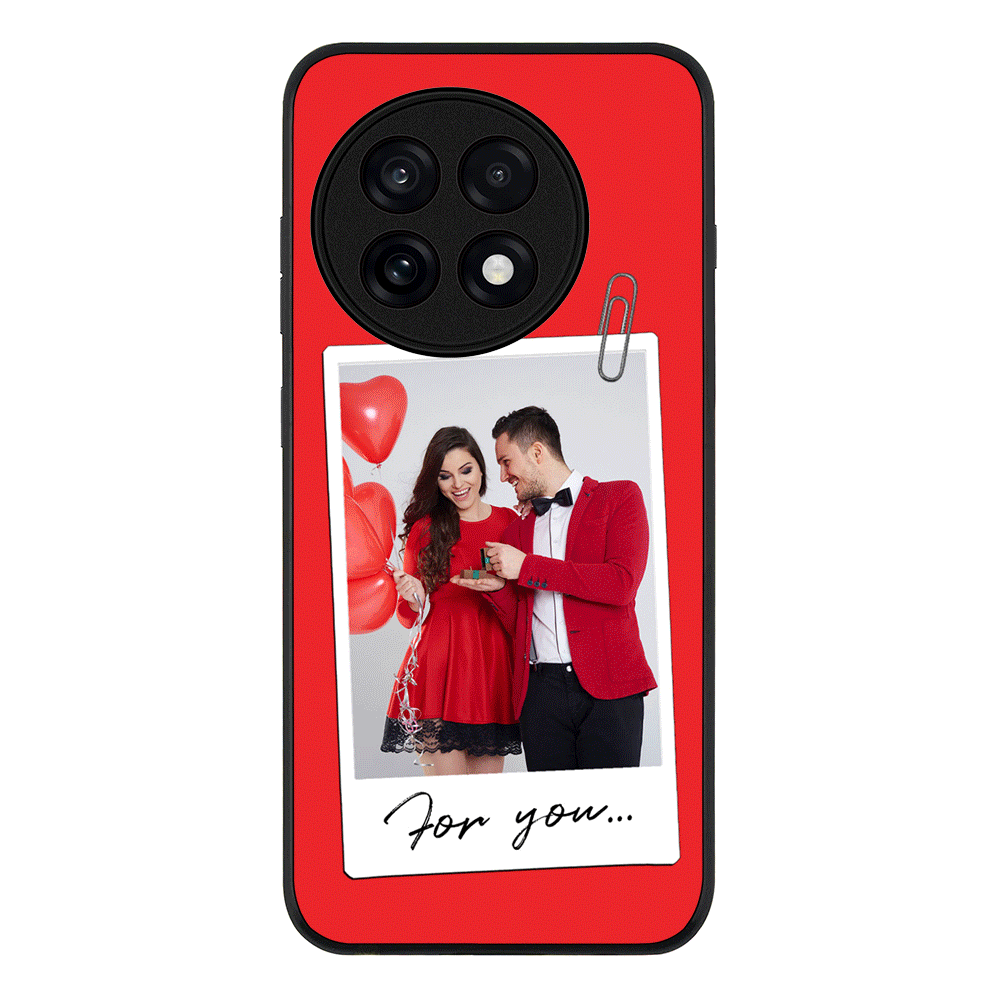 Personalized Polaroid Photo Valentine Phone Case - OnePlus - 13R / Ace 5 Pro / Rugged Black