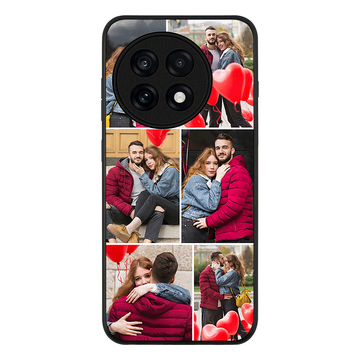 Personalised Valentine Photo Collage Grid Phone Case - OnePlus - 13R / Ace 5 Pro / Rugged Black