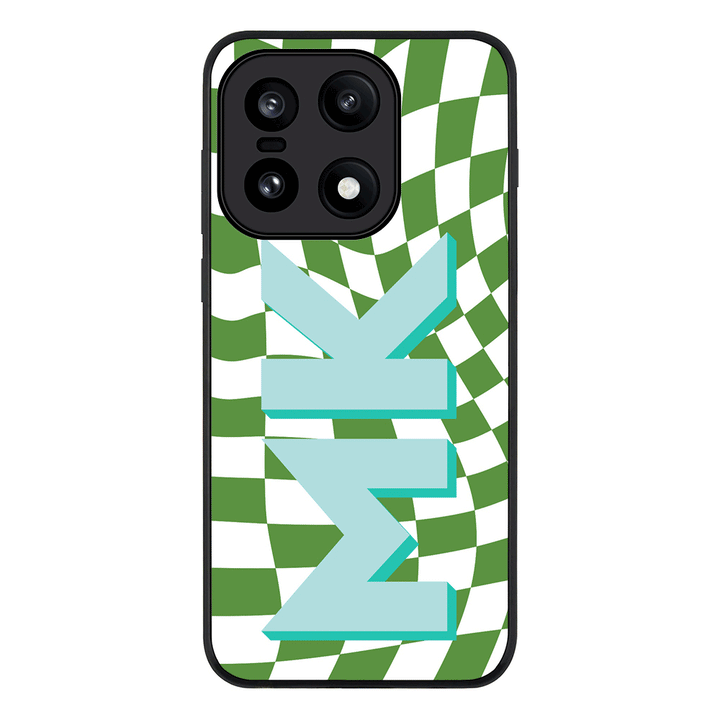 Custom Monogram Initial Wavy Checkerboard, Phone Case - OnePlus